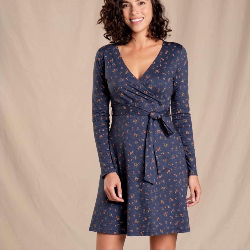 Toad&Co Cue Wrap Long Sleeve Dress XS Floral